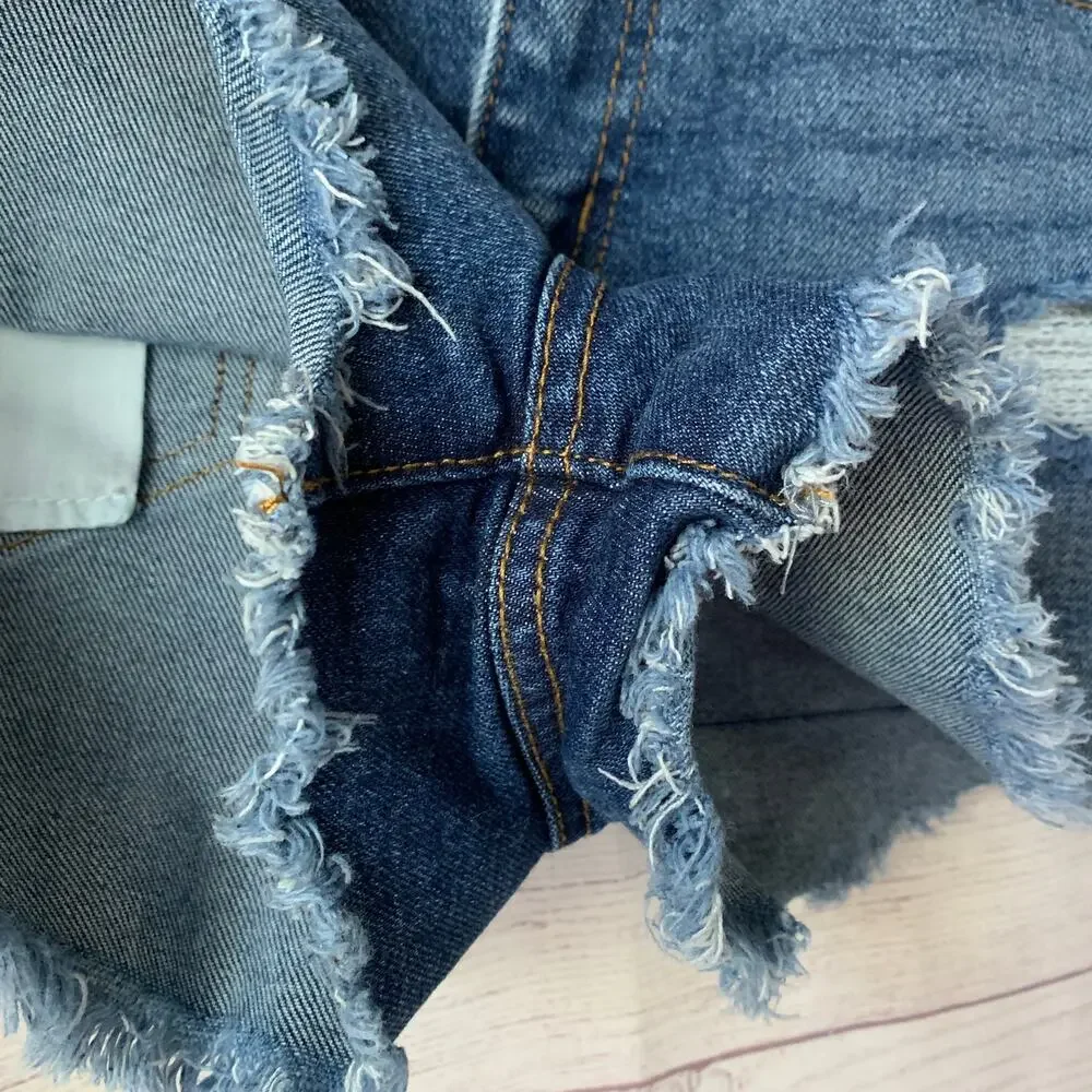 Sincerely Jules Denim Blue Jean Cutoff Shorts Distressed Medium Wash Size 7/28